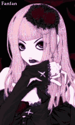 Gif animé gothique fille rose et noir